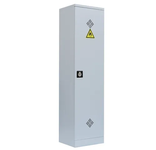 Steelboxx Mehrzweckschrank Umweltschrank 1 Tür - Hochschrank für die sichere Lagerung von Chemikalien, mit 4 höhenverstellbaren Wannenböden und 9 Litern Auffangvolumen pro Boden. Komplett verschweißt und montiert, ideal für Labore und Handwerksbetriebe.