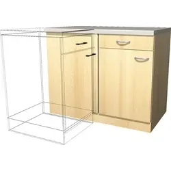 Flex Well Eckunterschrank Nano 110 x 60 x 85 cm - Küchenschrank aus buche matt, perfekt für optimale Raumausnutzung in der Küche und bietet viel Stauraum.
