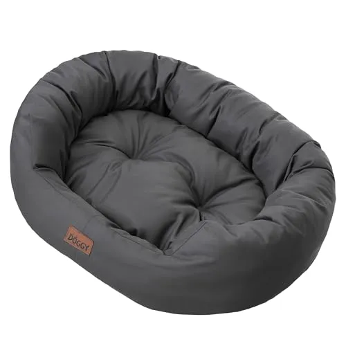 DOGGY Hundebett - Bequemes Haustierbett für kleine bis große Hunde - Graphit, L 75x60 cm - Praktisches Hundebett mit herausnehmbarer Matratze, ideal für Reisen und einfache Reinigung. Wasserabweisendes Material sorgt für Langlebigkeit und Pflegeleichtigkeit. Ergonomische Form bietet optimalen Komfort für Ihr Haustier.
