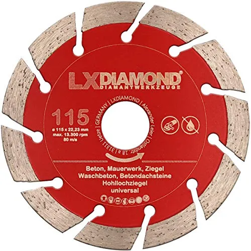 LXDIAMOND Diamant-Trennscheibe 115mm x 22,23mm PROFI Diamantscheibe Beton Stein Mauerwerk Ziegel Waschbeton für Winkelschleifer 115 mm