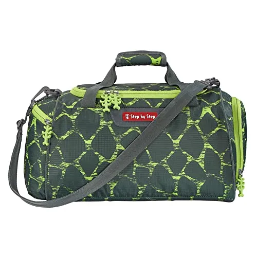 Step by Step Sporttasche „Dino Life“ – Schwarz-Grün - Klassische Sporttaschen mit 13L Volumen, abnehmbaren Schultergurt und Nasswäschefach, ideal für Schule und Freizeit.