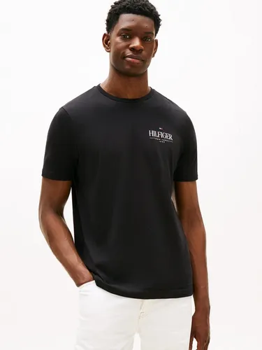 Tommy Hilfiger Herren T-Shirt Kurzarm Stack Tee - Schwarz (Black), XL - T-Shirts für Herren, hochwertiges Basic-Shirt aus 100% regenerativer Baumwolle für optimalen Tragekomfort und lässigen Style, ideal für Freizeitlooks.