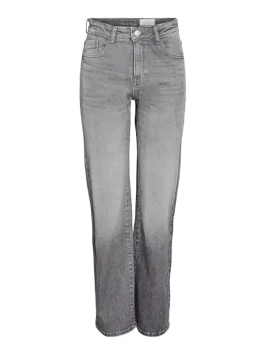 Noisy May NMYOLANDA Wide Jeans grau 29 - Modische Straight-Jeans aus 99% Baumwolle mit Stretchanteil für optimalen Tragekomfort. Pflegeleicht und ideal für jeden Anlass in Dark Grey Denim.