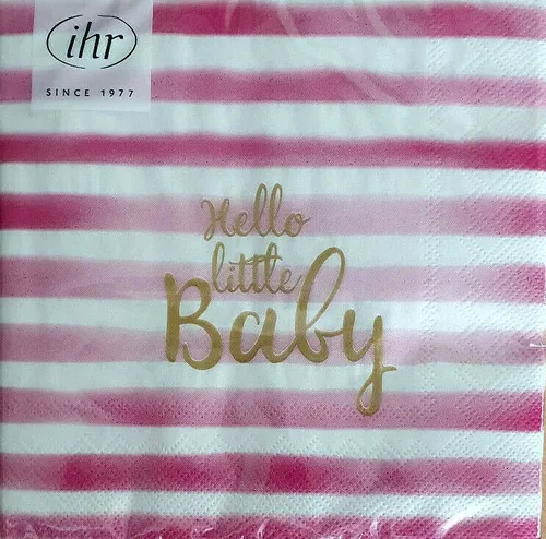 Servietten Baby  Taufe  Hello little Baby  rosa gold  20 Stk  33x33 cm  Neu