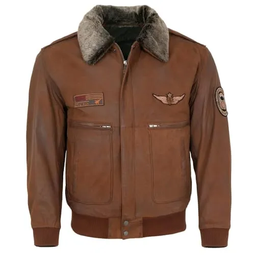 Maddox Lederjacke Laslo - Funktionsjacke aus echtem Schweinsleder in cognac, mit abnehmbarem Webpelz-Kragen für zusätzlichen Komfort und Stil.