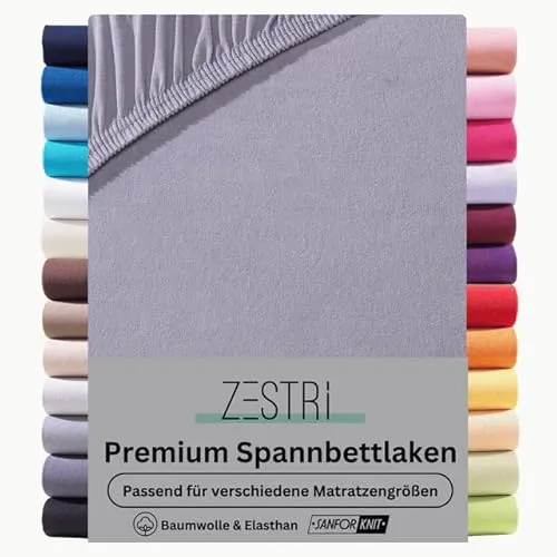 Zestri Premium Spannbettlaken für Boxspringbetten und Wasserbetten | Grau | 140x200 bis 160x220 cm - Hochwertiges Spannbettlaken aus 97% Baumwolle und 3% Elasthan für optimalen Schlafkomfort. Geeignet für hohe Matratzen bis 40 cm Steghöhe, pflegeleicht und langlebig – für eine perfekte Passform und angenehmes Schlafklima.