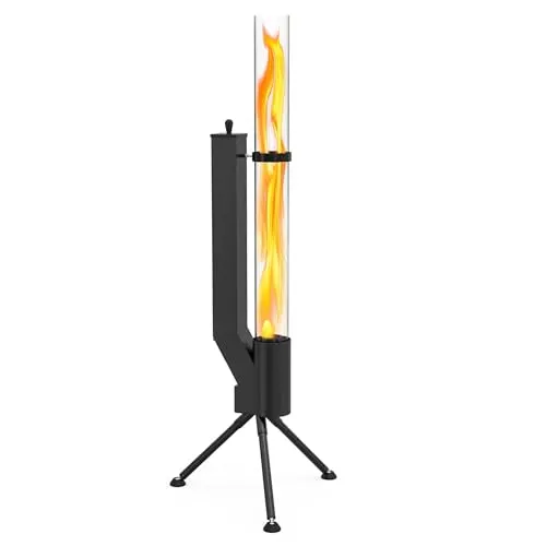 Albatros Pelletfackel Schwarz | Garten-Raketenofen mit Glasrohr