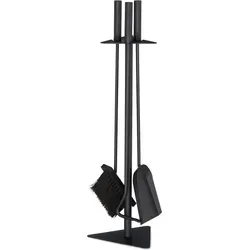 Relaxdays Kaminbesteck 4-teilig Stahl Schwarz
