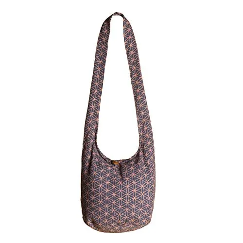 PANASIAM Shoulderbag Flower of Life in Grau, Größe L - Damen-Schultertasche mit einzigartigem 'Lebensblume'-Design, stilvoll und geräumig für den täglichen Gebrauch.