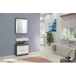 xonox.home Badkombination Scout 2-teilig - Badmöbel-Set mit modernem Design und funktionaler Ausstattung, ideal für stilvolle Badezimmer. Die Kombination aus Rauchsilber und weißem Hochglanz sorgt für eine zeitlose Optik.