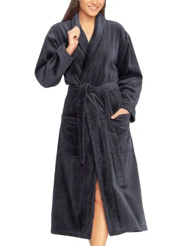 Vossen Bademantel Feeling-L grau, ideal für Sauna & Spa - Bademantel in Langform aus 100% Baumwolle, perfekt für Sauna und Spa. Mit Schalkragen, Gürtel und aufgesetzten Taschen für zusätzlichen Komfort.