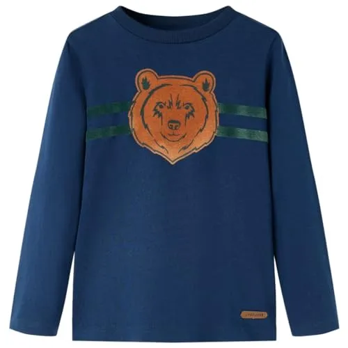 Kinder Langarmshirt Bären Langarm T-Shirt Jungen Kindershirt Marineblau 104