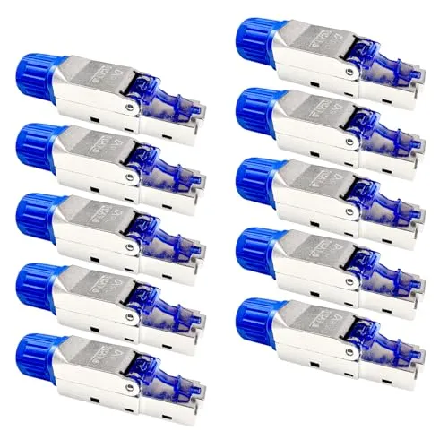 10x Cat8.1 Netzwerkstecker RJ45 - Werkzeugloser Metallstecker für schnelles Netzwerk - Kategorie: Stecker, Besonderheit: Geschirmter Metallstecker für zuverlässige Datenübertragung, ideal für Cat 8.1 LAN-Verbindungen.