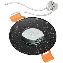 ledscom.de Bad-Deckeneinbaurahmen ERID, Feuchtraum, Badezimmer, IP44, rund, schwarz matt, inkl. GU5.3 Fassung