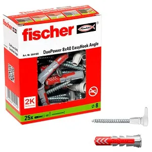 fischer EasyHook Angle - DuoPower 8x40 2K 564169 Dübel mit Schrauben, 25 St.