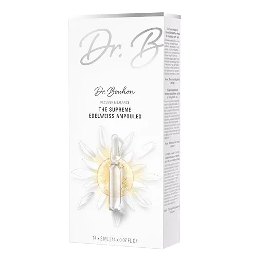 Dr. Bouhon - The Supreme Edelweiss Ampoules - Anti-Aging Gesichtspflege - Gesichtsseren mit Hyaluronsäure und Edelweiß-Extrakt für intensive Feuchtigkeit und straffende Wirkung, ideal gegen Hautalterung und Umwelteinflüsse.