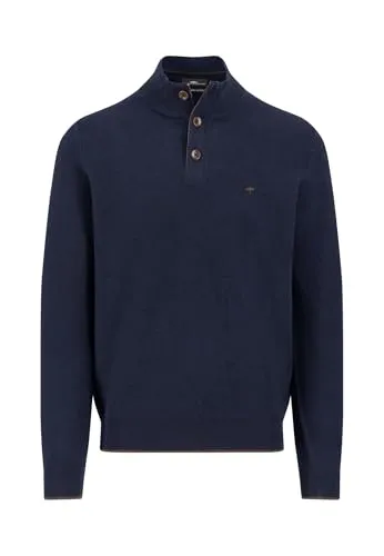 FYNCH-HATTON Baumwollpullover mit Knopfleiste und Stehkragen in Navy, Größe XL - Eleganter Baumwollpullover mit Knopfleiste und Stehkragen. Ideal für stilvolle Outfits, bietet Komfort und eine perfekte Passform.