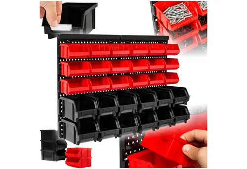 tectake® Werkstatt Wandregal 31-teilig in schwarz von tectake