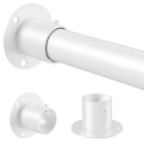 Venwemong kleiderstange garderobenstange stange zum klemmen mit Bohrset & Nägeln für feste Wandmontage, Weiß, 84-160cm, 32mm
