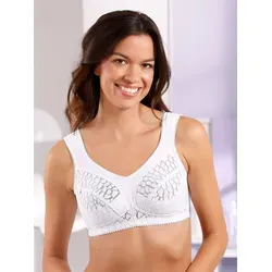 Miss Mary Lovely Jacquard Soft Bra BH Weiß F 80 - Funktionsunterwäsche für größere Oberweiten, bietet eleganten Halt und maximalen Komfort mit breiten, gepolsterten Trägern und Jacquard-gemusterten Cups.