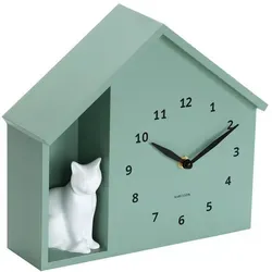 Produktbild Karlsson Wanduhr Sitting Cat – Salbeigrün, 24.9x27 cm, mit Schlagwerk