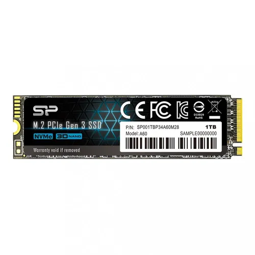 Silicon Power P34A60 - 1 TB M.2 NVMe SSD, blitzschnelle Lesegeschwindigkeit von 2200 MB/s und ideal für PC-Upgrades