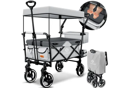 KESSER Bollerwagen GTS-9100: Faltbarer Handwagen mit Dach in grau von Kesser