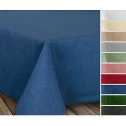 Beautex Tischdecke Fleckenabweisende bügelfreie Tischdecke mit Lotuseffekt, Leinenoptik (1-tlg) blau Oval | 160 cm x 220 cm