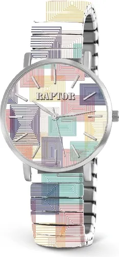 Raptor Quarzuhr Colorful Edition mit Edelstahlzugarmband - Stylische Armbanduhr für Damen mit hochwertigem Quarzuhrwerk, 3 ATM wasserdicht und einem farbenfrohen Design, das zum Blickfang wird.