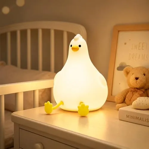 Auxmir Nachtlicht Kinder Baby aus Silikon mit Timer, Wiederaufladbar 2000mAh Stilllicht, Touch Dimmbar & RGB Farbwechsel, Tragbar LED Nachttischlampe für Kinderzimmer Schlafzimmer Deko Süß Geschenk