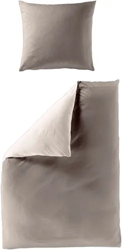 BIERBAUM Wendebettwäsche Modern Uni, 135x200 oder 155x220 cm - Bettwäsche-Set aus 100% Baumwolle, mit eleganter Wendefunktion und verdecktem Reißverschluss für einfachen Bezug. Ideal für ein stilvolles Schlafzimmer in mokka.