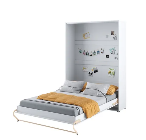 Friderik Concept PRO 1 CP-01 Wandklappbett mit LED - Vertikal Schrankbett 140x200 cm in Weiß, mit revolutionärem Einhandmechanismus für schnellen Komfort und cleveren Stauraumlösungen.