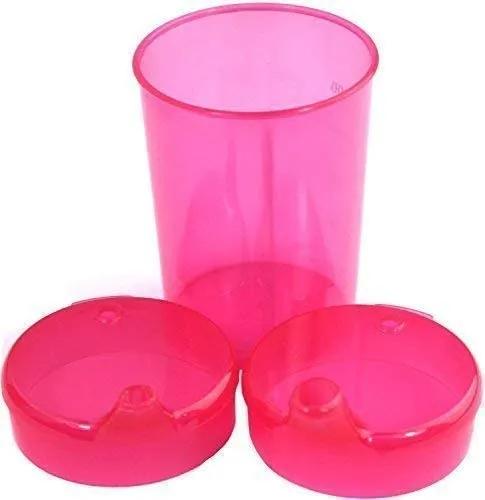 Medi-Inn+ Schnabelbecher 250 ml Praktisches Set: 1 Unterteil mit 2 Deckeln (1 x mit Öffnung 12 x 10 mm u. 1 x mit Öffnung 4 x 4 mm) | rot