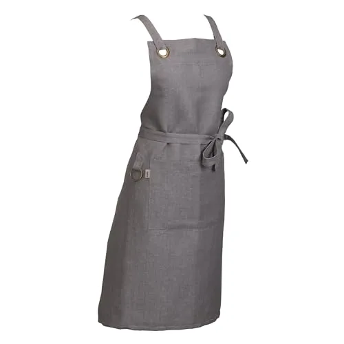 kela Schürze Puro – Robuste Kochschürze mit Fronttasche - Schürzen aus 55% Baumwolle und 45% Leinen, 220 gsm, waschbar bis 40°C. Ideal für Küche und Bistro, mit praktischer Tasche für Utensilien und anpassbarem Bindegurt für alle Größen.