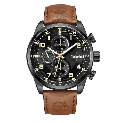 Timberland Damen Multifunktionsuhr Henniker II Schwarz - Armbanduhren für Herren, stilvolles Design mit robustem Lederarmband und 5 bar Wasserdichtigkeit für den täglichen Gebrauch.