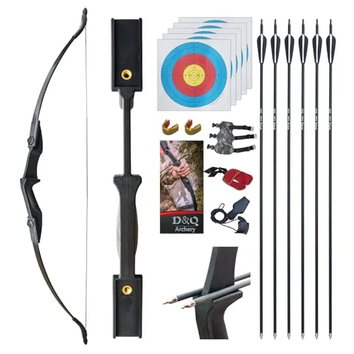 D&Q Recurve Bogen Set Erwachsene Pfeil und Bogen für Anfänger Bogenschießen Sportbogen beidhändig 30lb 40lb mit Bogenschießen Zubehör(30lb)