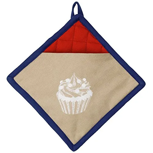 Kela Topflappen Frida Cupcake 20x20cm aus Baumwolle, blau/beige, 20 x 20 x 2 cm