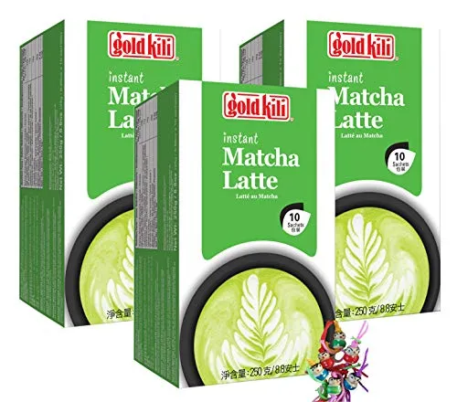 3er Pack - [ 3x 250g (10x25g) ] GOLD KILI Instant MATCHA Latte Getränk/Matcha Latte + ein kleiner Glücksanhänger gratis