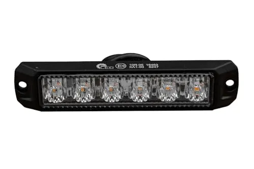 TruckLED LW0042 LED Warnblitz gelb 7 W 12-24 V 6 LED Leiste Bolzenmontage 130x28 mm Polycarbonat ECE R65 R10 fur Einsatzfahrzeuge 12 V Universal wasserdicht fur PKW Anhanger