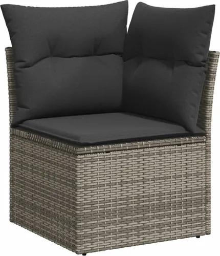vidaXL Garten-Ecksofa mit Kissen Grau Poly Rattan von vidaXL