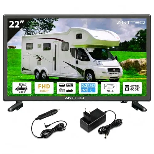 Antteq AE22F5C-T21 2K LED Fernseher 22 Zoll mit 12V KFZ-Adapter