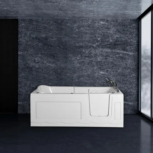PureHaven Seniorenbadewanne Sitz- und Whirlpool mit Massagedüsen - Sanitäranlagen & Zubehör, bietet eine integrierte Tür für leichten Einstieg und ermöglicht ein entspannendes Badeerlebnis mit Massagedüsen.