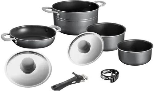 BRUNNER Camping Koch Geschirr Set Flavor 7+1 - Töpfe für Outdoor-Küche, leichtes Aluminium mit innovativer Antihaft-Beschichtung für müheloses Kochen und Reinigen beim Camping.