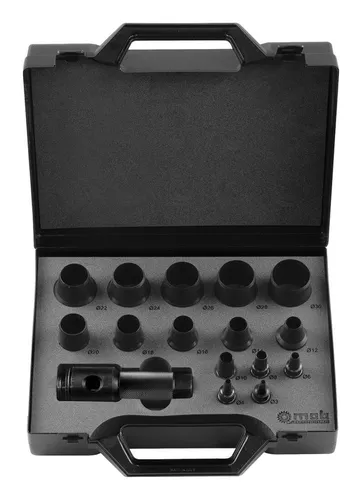 Peddinghaus Locheisen-Set 8004309001 - 16-teiliges Locheisensatz 'Mekanix' für präzises Schneiden von Weichmaterialien und armierte Werkstoffe bis 0,3 mm. Ideal für Handwerker und Bastler.