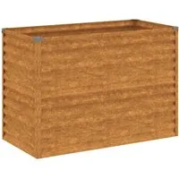 DELUKE Hochbeet Aksel aus Cortenstahl | Offenes Pflanzenbeet für Garten und Gemüse, 100x50x69cm