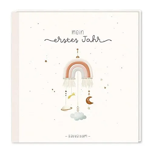 Baby-Album mit Stickerei Mein erstes Jahr - Alben für unvergessliche Erinnerungen, handgefertigte Stickerei für eine persönliche Note und liebevolle Gestaltung der ersten Lebensjahre.