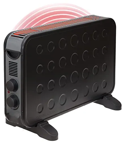 Brollux Elektroheizung 2000W B2K mobiles Heizgerät Konvektor Elektroheizkörper Elektrische Heizung mit Thermostat schwarz