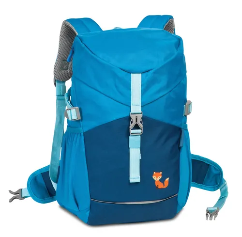 Fabrizio Go Green Kinderrucksack Fuchs blau - Schulranzen aus recyceltem Polyester mit süßem Fuchs-Motiv, umweltfreundlich und ideal für Kinder. Perfekte Geschenkidee mit gepolsterten Gurten und viel Stauraum.
