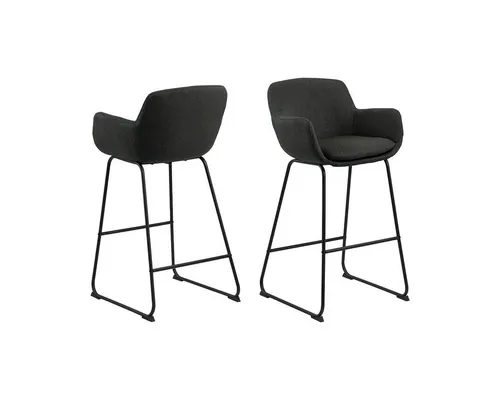 ebuy24 Barhocker 2er Set Lira - Dunkelgrau & Schwarz - Elegante Barhocker in Dunkelgrau mit pulverbeschichtetem Gestell in Schwarz, ideal für Hausbars und Küchen. Hohe Haltbarkeit und stilvolles Design für jeden Raum.