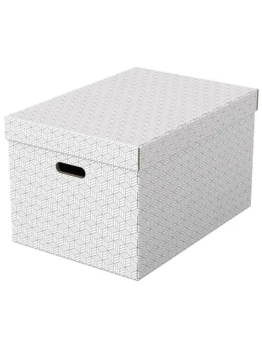 Esselte Aufbewahrungsbox Home L - 3er Set, weiß, 100% recycelte Wellpappe, umweltfreundlich mit abnehmbarem Deckel